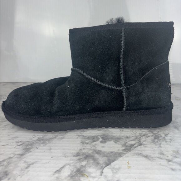 Koolaburra  by Ugg Black Victoria Mini Leather Bootie Boots Moccasin Size 7 - Picture 6 of 15